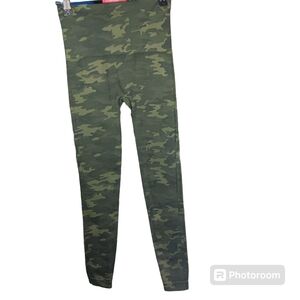 Spanx Look At Me Now Leggings  Green Camo High Waisted Shaping Small